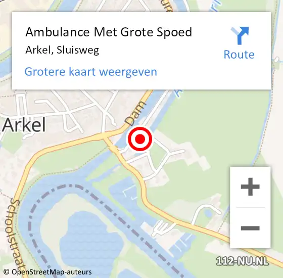 Locatie op kaart van de 112 melding: Ambulance Met Grote Spoed Naar Arkel, Sluisweg op 6 mei 2017 22:05