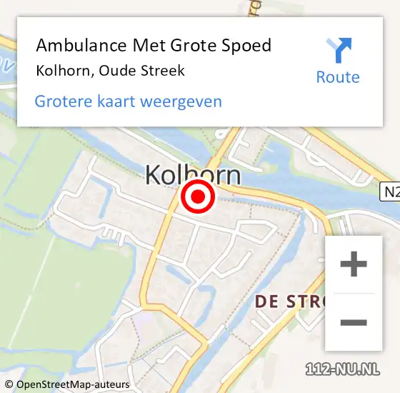 Locatie op kaart van de 112 melding: Ambulance Met Grote Spoed Naar Kolhorn, Oude Streek op 19 januari 2014 17:16