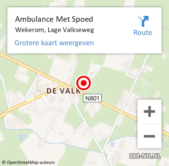 Locatie op kaart van de 112 melding: Ambulance Met Spoed Naar Wekerom, Lage Valkseweg op 7 mei 2017 09:24