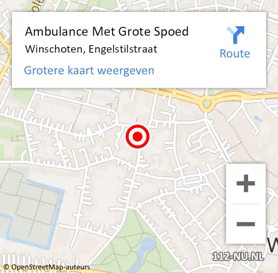 Locatie op kaart van de 112 melding: Ambulance Met Grote Spoed Naar Winschoten, Engelstilstraat op 7 mei 2017 09:55