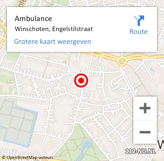 Locatie op kaart van de 112 melding: Ambulance Winschoten, Engelstilstraat op 7 mei 2017 09:55