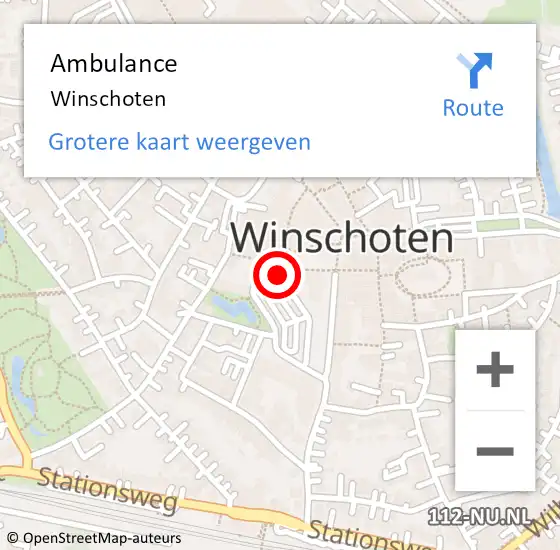 Locatie op kaart van de 112 melding: Ambulance Winschoten op 7 mei 2017 09:55