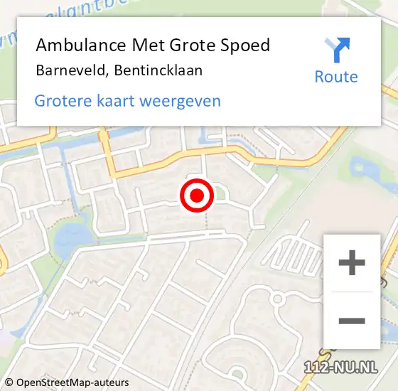 Locatie op kaart van de 112 melding: Ambulance Met Grote Spoed Naar Barneveld, Bentincklaan op 7 mei 2017 12:47
