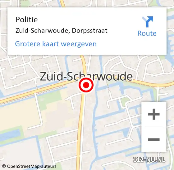 Locatie op kaart van de 112 melding: Politie Zuid-Scharwoude, Dorpsstraat op 7 mei 2017 14:31