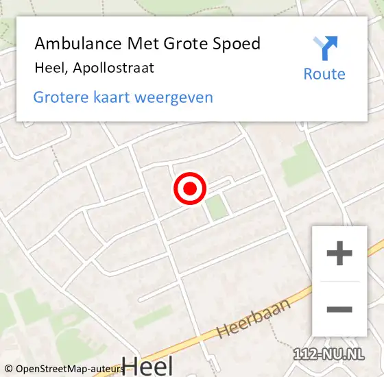 Locatie op kaart van de 112 melding: Ambulance Met Grote Spoed Naar Heel, Apollostraat op 7 mei 2017 17:52