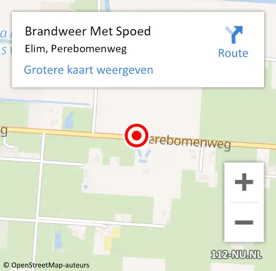 Locatie op kaart van de 112 melding: Brandweer Met Spoed Naar Elim, Perebomenweg op 7 mei 2017 22:16