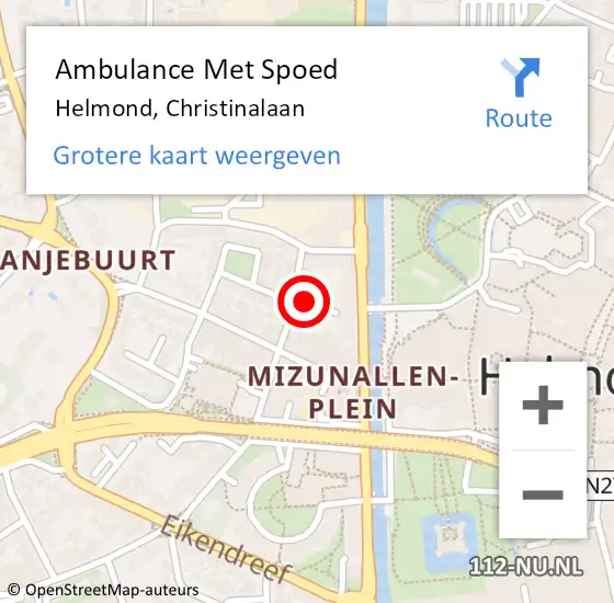 Locatie op kaart van de 112 melding: Ambulance Met Spoed Naar Helmond, Christinalaan op 8 mei 2017 11:21