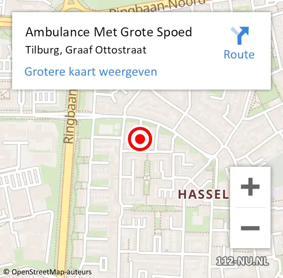 Locatie op kaart van de 112 melding: Ambulance Met Grote Spoed Naar Tilburg, Graaf Ottostraat op 8 mei 2017 15:21