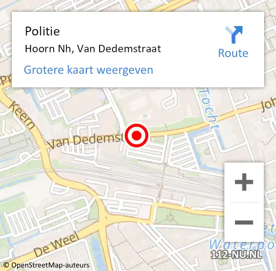 Locatie op kaart van de 112 melding: Politie Hoorn Nh, Van Dedemstraat op 8 mei 2017 16:34