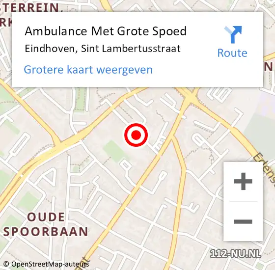 Locatie op kaart van de 112 melding: Ambulance Met Grote Spoed Naar Eindhoven, Sint Lambertusstraat op 8 mei 2017 19:35