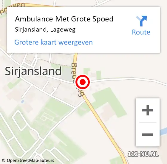 Locatie op kaart van de 112 melding: Ambulance Met Grote Spoed Naar Sirjansland, Lageweg op 9 mei 2017 06:09