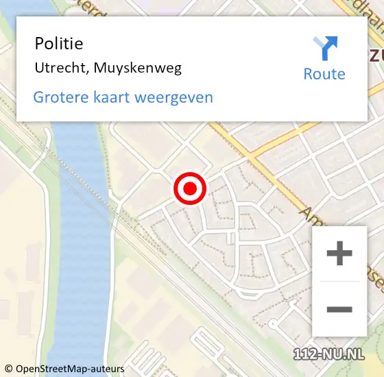 Locatie op kaart van de 112 melding: Politie Utrecht, Muyskenweg op 9 mei 2017 08:20