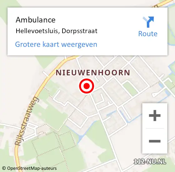 Locatie op kaart van de 112 melding: Ambulance Hellevoetsluis, Dorpsstraat op 9 mei 2017 12:08