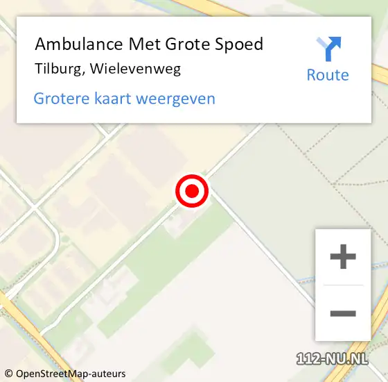 Locatie op kaart van de 112 melding: Ambulance Met Grote Spoed Naar Tilburg, Wielevenweg op 9 mei 2017 12:08