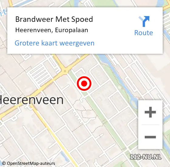 Locatie op kaart van de 112 melding: Brandweer Met Spoed Naar Heerenveen, Europalaan op 9 mei 2017 13:58