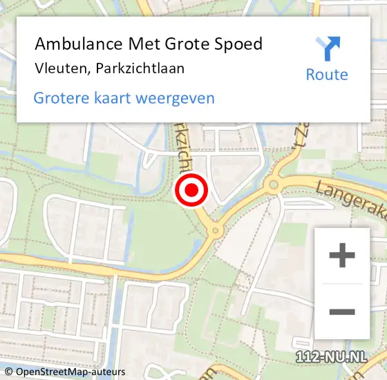 Locatie op kaart van de 112 melding: Ambulance Met Grote Spoed Naar Vleuten, Parkzichtlaan op 9 mei 2017 15:51