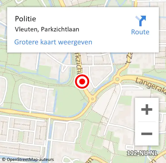 Locatie op kaart van de 112 melding: Politie Vleuten, Parkzichtlaan op 9 mei 2017 15:53