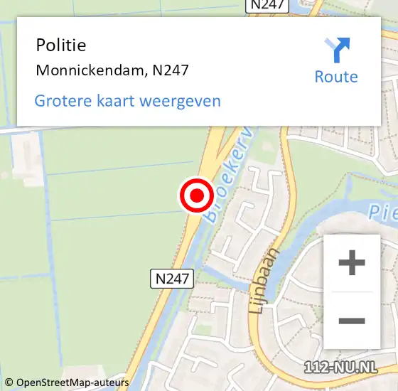 Locatie op kaart van de 112 melding: Politie Monnickendam, N247 op 9 mei 2017 18:37