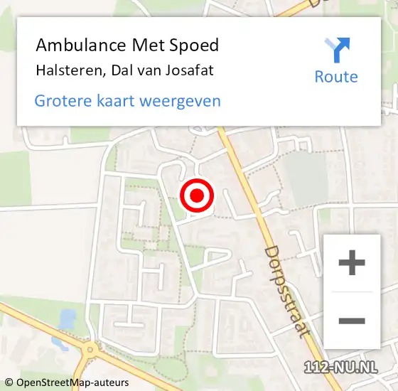 Locatie op kaart van de 112 melding: Ambulance Met Spoed Naar Halsteren, Dal van Josafat op 10 mei 2017 08:13