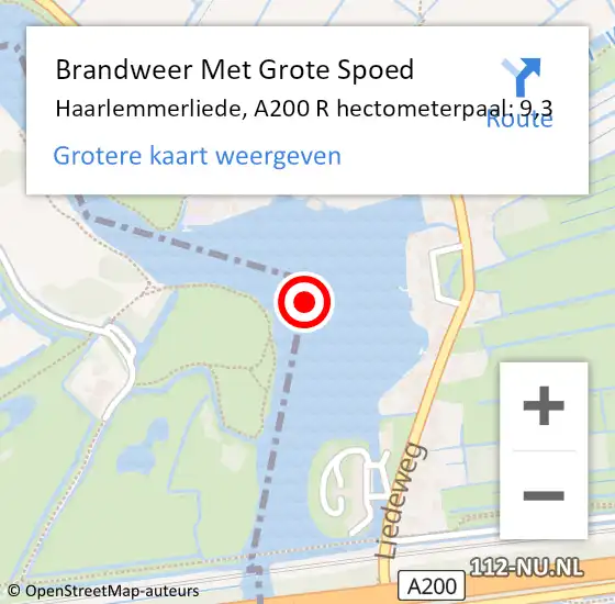 Locatie op kaart van de 112 melding: Brandweer Met Grote Spoed Naar Haarlemmerliede, A200 R hectometerpaal: 9,3 op 10 mei 2017 09:22