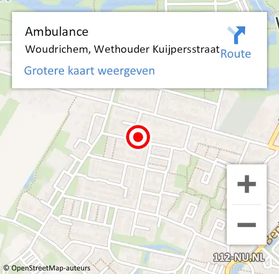 Locatie op kaart van de 112 melding: Ambulance Woudrichem, Wethouder Kuijpersstraat op 10 mei 2017 09:33