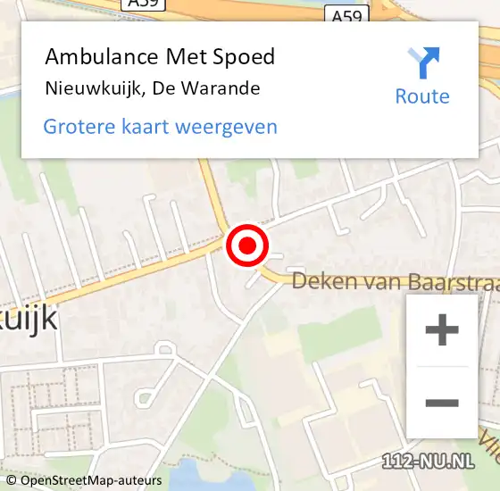 Locatie op kaart van de 112 melding: Ambulance Met Spoed Naar Nieuwkuijk, De Warande op 10 mei 2017 10:41