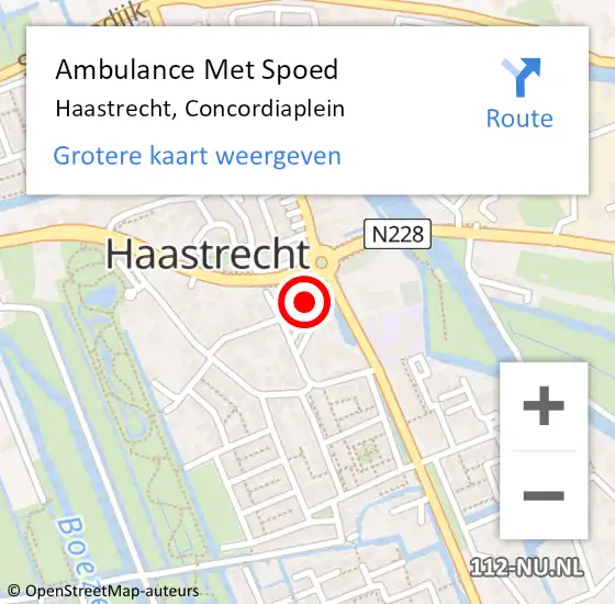 Locatie op kaart van de 112 melding: Ambulance Met Spoed Naar Haastrecht, Concordiaplein op 10 mei 2017 11:32