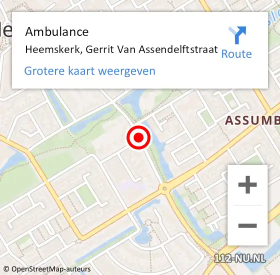 Locatie op kaart van de 112 melding: Ambulance Heemskerk, Gerrit Van Assendelftstraat op 10 mei 2017 13:04