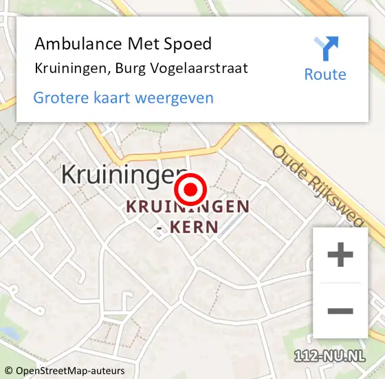 Locatie op kaart van de 112 melding: Ambulance Met Spoed Naar Kruiningen, Burg Vogelaarstraat op 10 mei 2017 13:53
