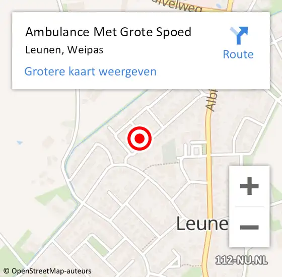 Locatie op kaart van de 112 melding: Ambulance Met Grote Spoed Naar Leunen, Weipas op 20 januari 2014 06:35