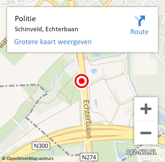 Locatie op kaart van de 112 melding: Politie Schinveld, Echterbaan op 10 mei 2017 16:47