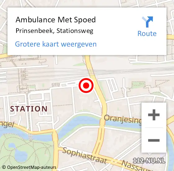 Locatie op kaart van de 112 melding: Ambulance Met Spoed Naar Prinsenbeek, Stationsweg op 10 mei 2017 17:07