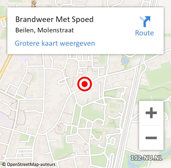 Locatie op kaart van de 112 melding: Brandweer Met Spoed Naar Beilen, Molenstraat op 10 mei 2017 18:22