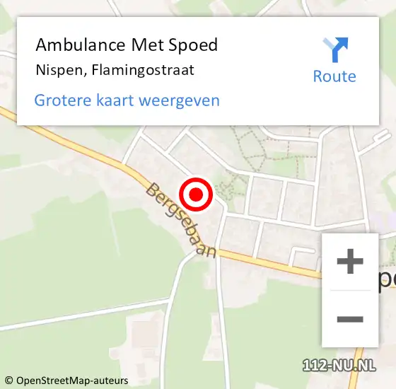 Locatie op kaart van de 112 melding: Ambulance Met Spoed Naar Nispen, Flamingostraat op 10 mei 2017 18:41