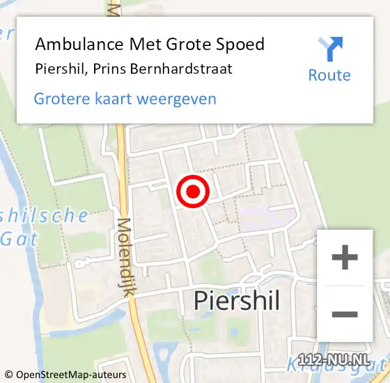 Locatie op kaart van de 112 melding: Ambulance Met Grote Spoed Naar Piershil, Prins Bernhardstraat op 10 mei 2017 18:50