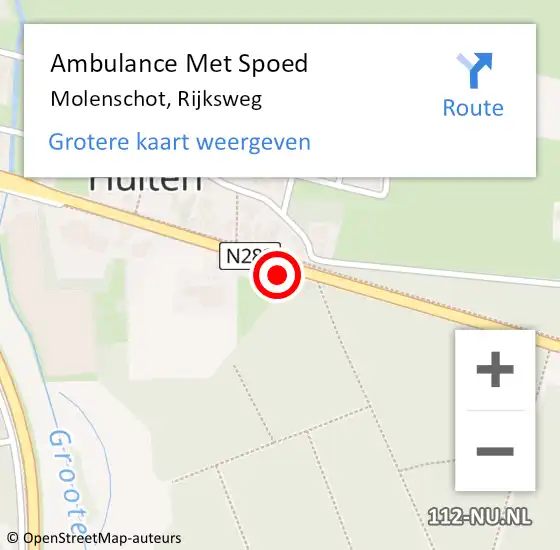Locatie op kaart van de 112 melding: Ambulance Met Spoed Naar Molenschot, Rijksweg op 10 mei 2017 19:16