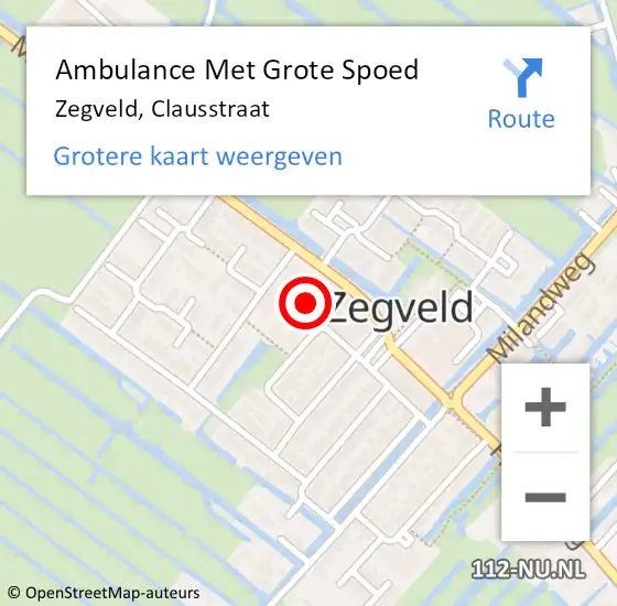 Locatie op kaart van de 112 melding: Ambulance Met Grote Spoed Naar Zegveld, Clausstraat op 10 mei 2017 20:41