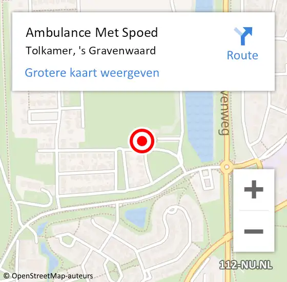 Locatie op kaart van de 112 melding: Ambulance Met Spoed Naar Tolkamer, 's Gravenwaard op 10 mei 2017 20:58