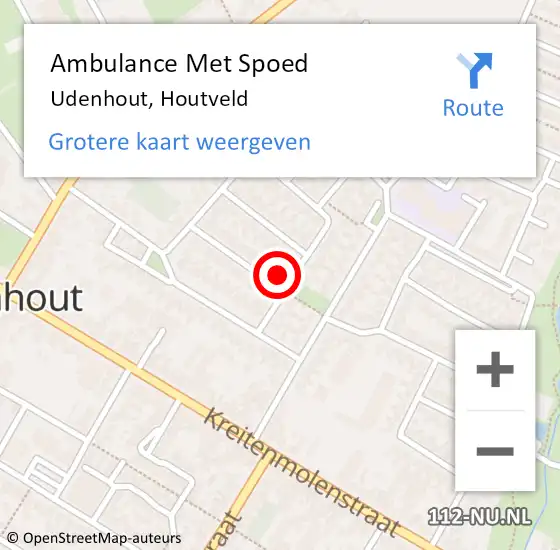 Locatie op kaart van de 112 melding: Ambulance Met Spoed Naar Udenhout, Houtveld op 20 januari 2014 07:26