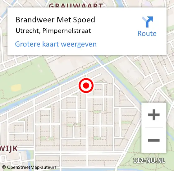 Locatie op kaart van de 112 melding: Brandweer Met Spoed Naar Utrecht, Pimpernelstraat op 11 mei 2017 02:55