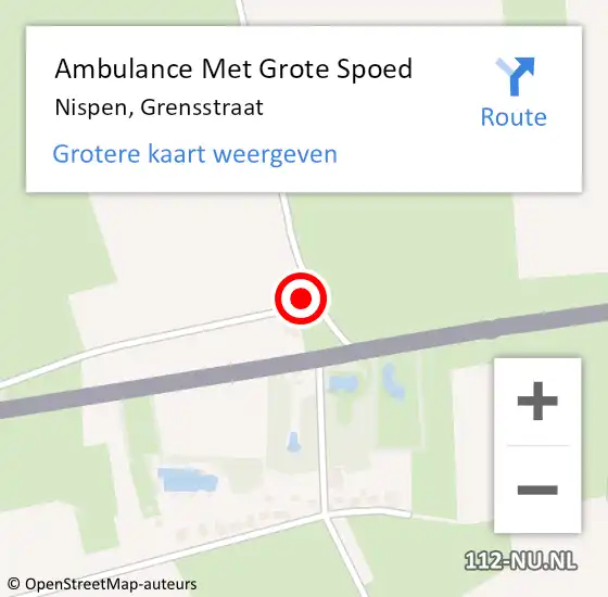 Locatie op kaart van de 112 melding: Ambulance Met Grote Spoed Naar Nispen, Grensstraat op 11 mei 2017 07:28
