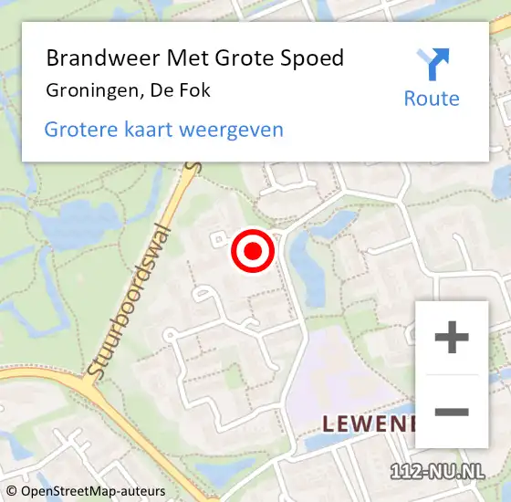 Locatie op kaart van de 112 melding: Brandweer Met Grote Spoed Naar Groningen, De Fok op 11 mei 2017 10:53