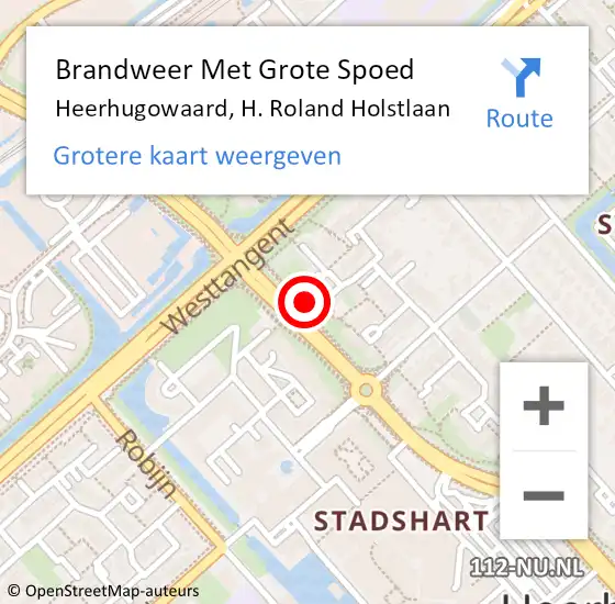 Locatie op kaart van de 112 melding: Brandweer Met Grote Spoed Naar Heerhugowaard, H. Roland Holstlaan op 11 mei 2017 11:05