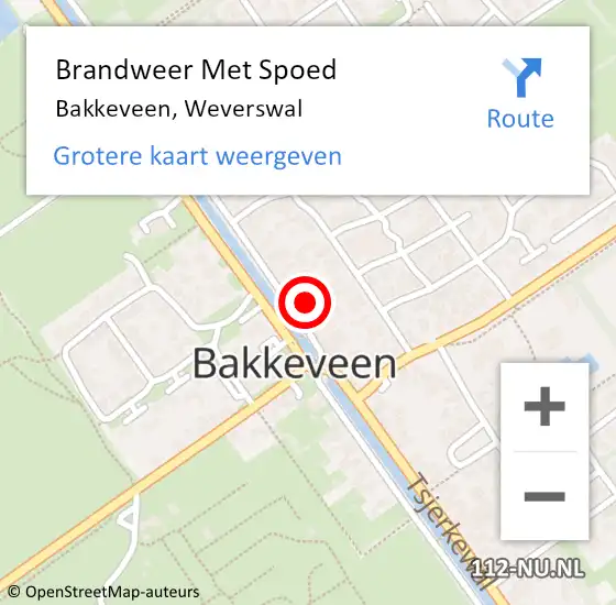 Locatie op kaart van de 112 melding: Brandweer Met Spoed Naar Bakkeveen, Weverswal op 11 mei 2017 11:55
