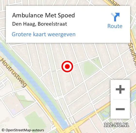 Locatie op kaart van de 112 melding: Ambulance Met Spoed Naar Den Haag, Boreelstraat op 11 mei 2017 13:13