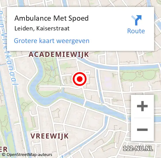 Locatie op kaart van de 112 melding: Ambulance Met Spoed Naar Leiden, Kaiserstraat op 11 mei 2017 14:12