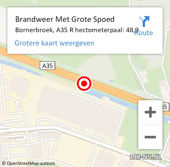 Locatie op kaart van de 112 melding: Brandweer Met Grote Spoed Naar Bornerbroek, A35 R hectometerpaal: 48,9 op 11 mei 2017 16:22