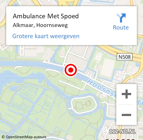 Locatie op kaart van de 112 melding: Ambulance Met Spoed Naar Alkmaar, Hoornseweg op 11 mei 2017 16:54