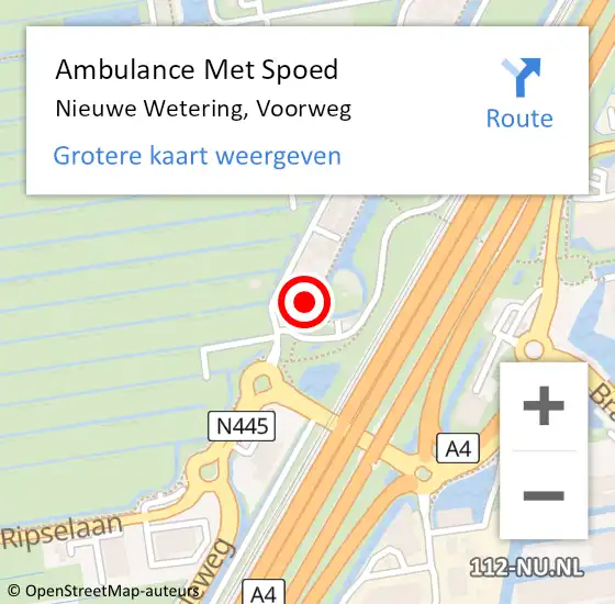 Locatie op kaart van de 112 melding: Ambulance Met Spoed Naar Nieuwe Wetering, Voorweg op 11 mei 2017 20:11