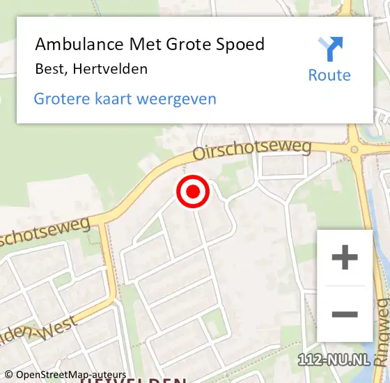 Locatie op kaart van de 112 melding: Ambulance Met Grote Spoed Naar Best, Hertvelden op 12 mei 2017 03:24